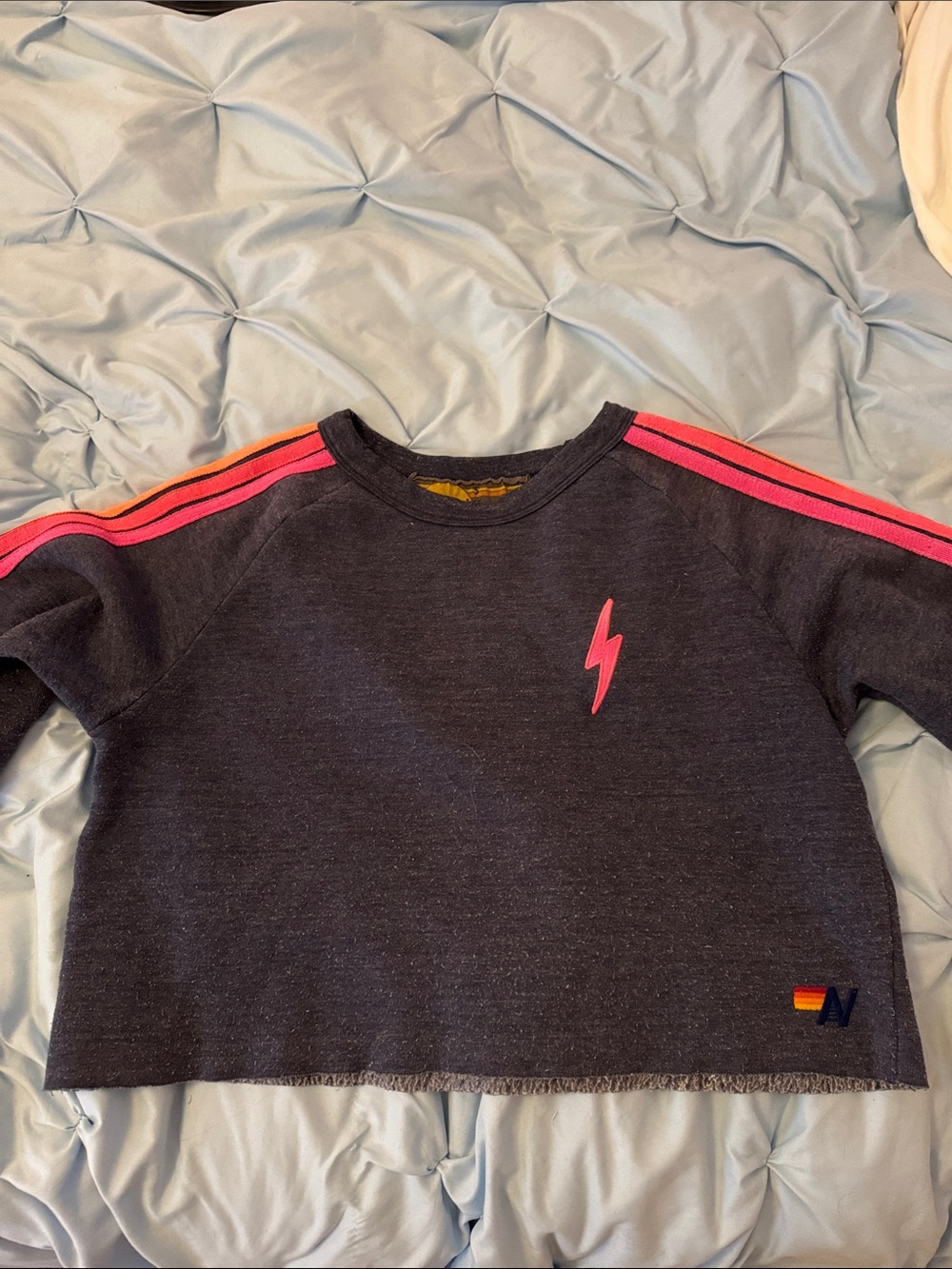 Aviator nation Navy Sweatshirt with Pink Lightning Accent